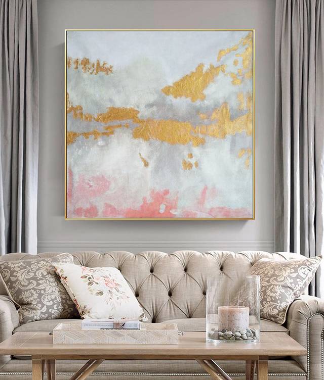 White Hand-painted Leaf Modern Abstract Canvas Artwork YCM9B
